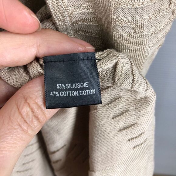 LAFAYETTE 148‎ New York Tan Silk Blend Lightweight Front Clasp Cardigan Sz M - Picture 8 of 8
